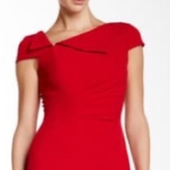 TAHARI Fold Over Neck Sheath Dress Sz 10 - Picture 3 of 10